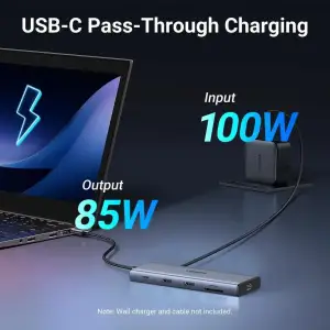Док-станція USB3.2 Type-C --> HDMIx2,4K60Hz/2xUSB-A/2xUSB-C 3.2/ RJ45/SD/TF/PD 100W CM639 Ugreen (45380) UA