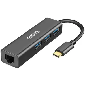 Док-станція USB 3.1 Type-C -> 3хUSB 3.0+RJ45(1000M) Ethernet 4 in 1 Hub Choetech (HUB-U02-BK) UA