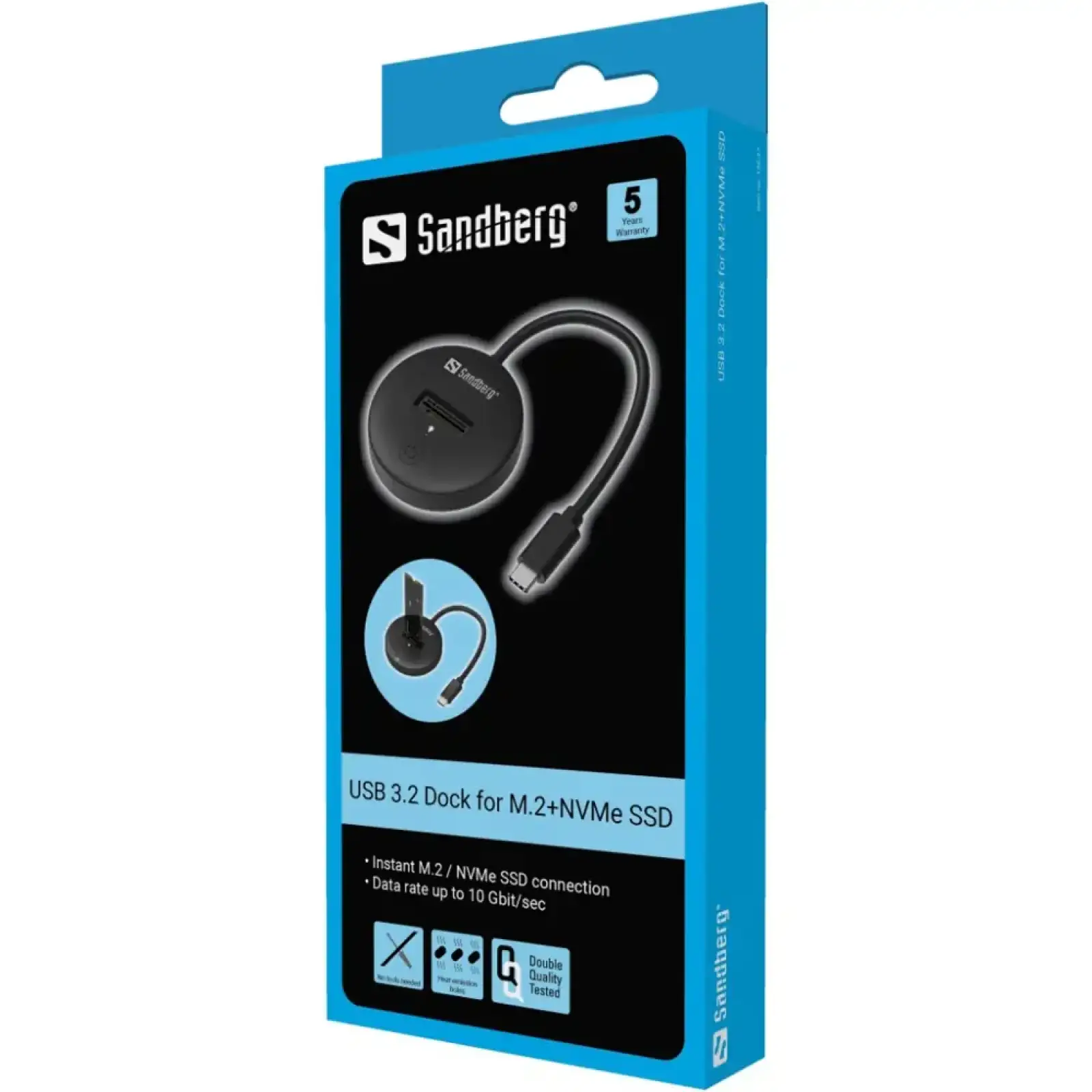 Док-станція USB3.2 Type-C -->SSD M.2, NVMe, M Key Sandberg (136-47) UA