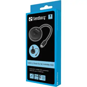 Док-станція USB3.2 Type-C -->SSD M.2, NVMe, M Key Sandberg (136-47) UA