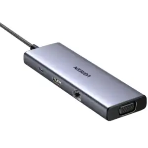 Док-станція USB3.1 Type-C --> HDMI 4K30Hz/VGA/USB 3.0х3/RJ45/SD/TF/PD 100W 9-in-1 CM498 Ugreen (15600) UA