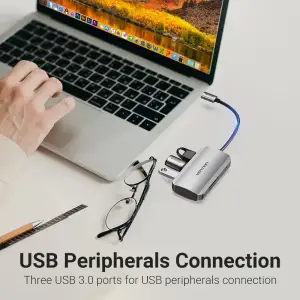 Док станція USB 3.1 Type-C -> 3хUSB 3.0/SD/TF/PD 100W 6-in-1 Vention (TNHHB) UA