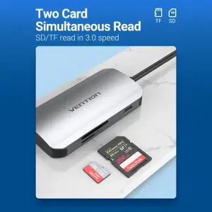 Док станція USB 3.1 Type-C -> 3хUSB 3.0/SD/TF/PD 100W 6-in-1 Vention (TNHHB) UA