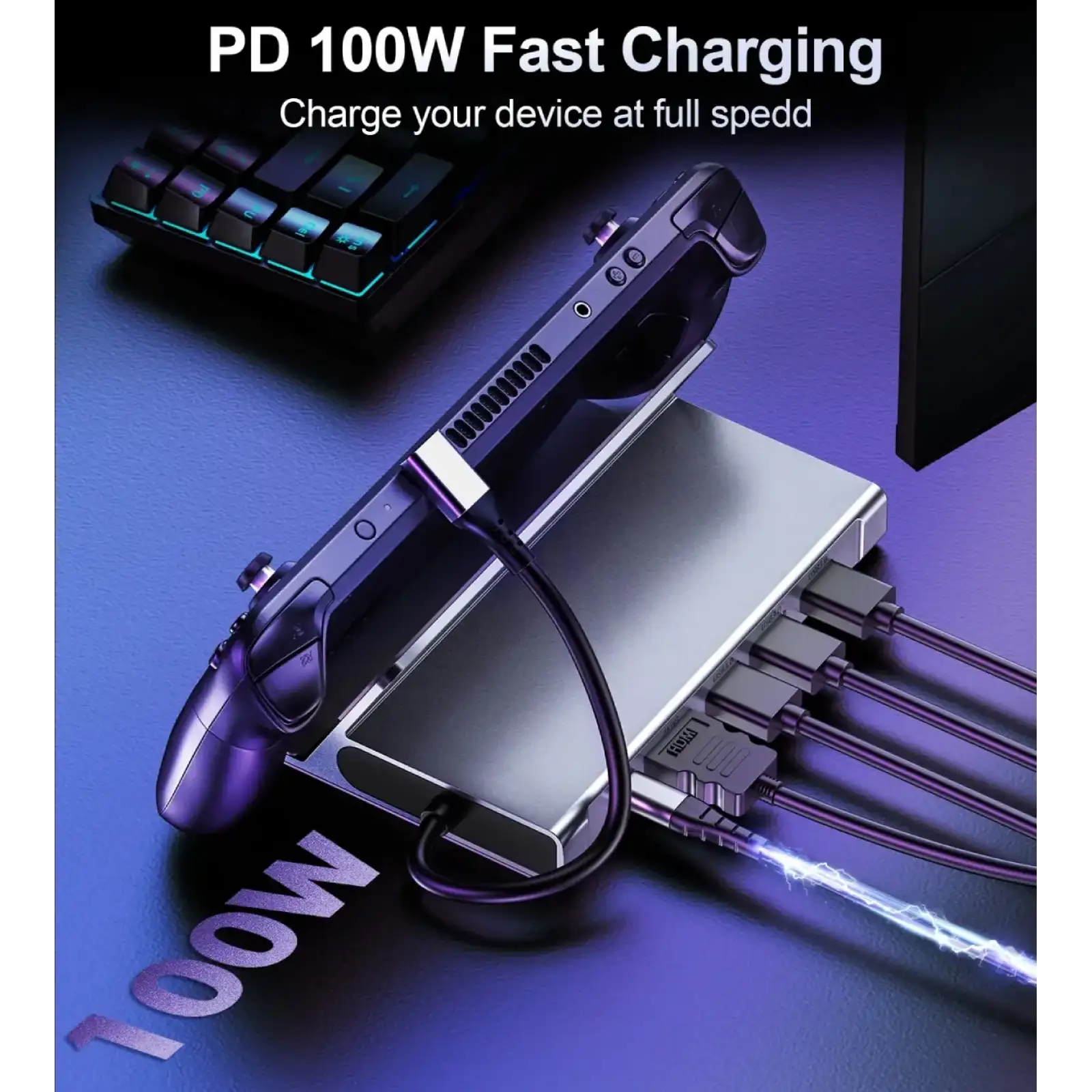 Док-станція USB3.1 Type-C --> HDMI 4K60Hz/USB 3.0x2/USB 2.0/Type-C PD 100W Hub 7-in-1 Choetech (HUB-M77-GY) UA