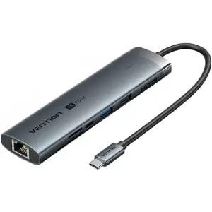 Док-станція USB3.2 Type-C --> HDMI 4K60Hz/USB 3.0/USB2.0/RJ45/SD/TF/PD 100W Hub 8-in-1 Vention (TGUHB) UA