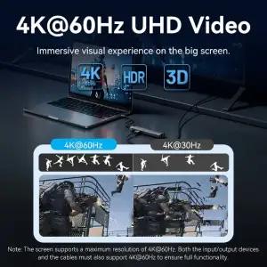 Док-станція USB3.2 Type-C --> HDMI 4K60Hz/USB 3.0/USB2.0/RJ45/SD/TF/PD 100W Hub 8-in-1 Vention (TGUHB) UA
