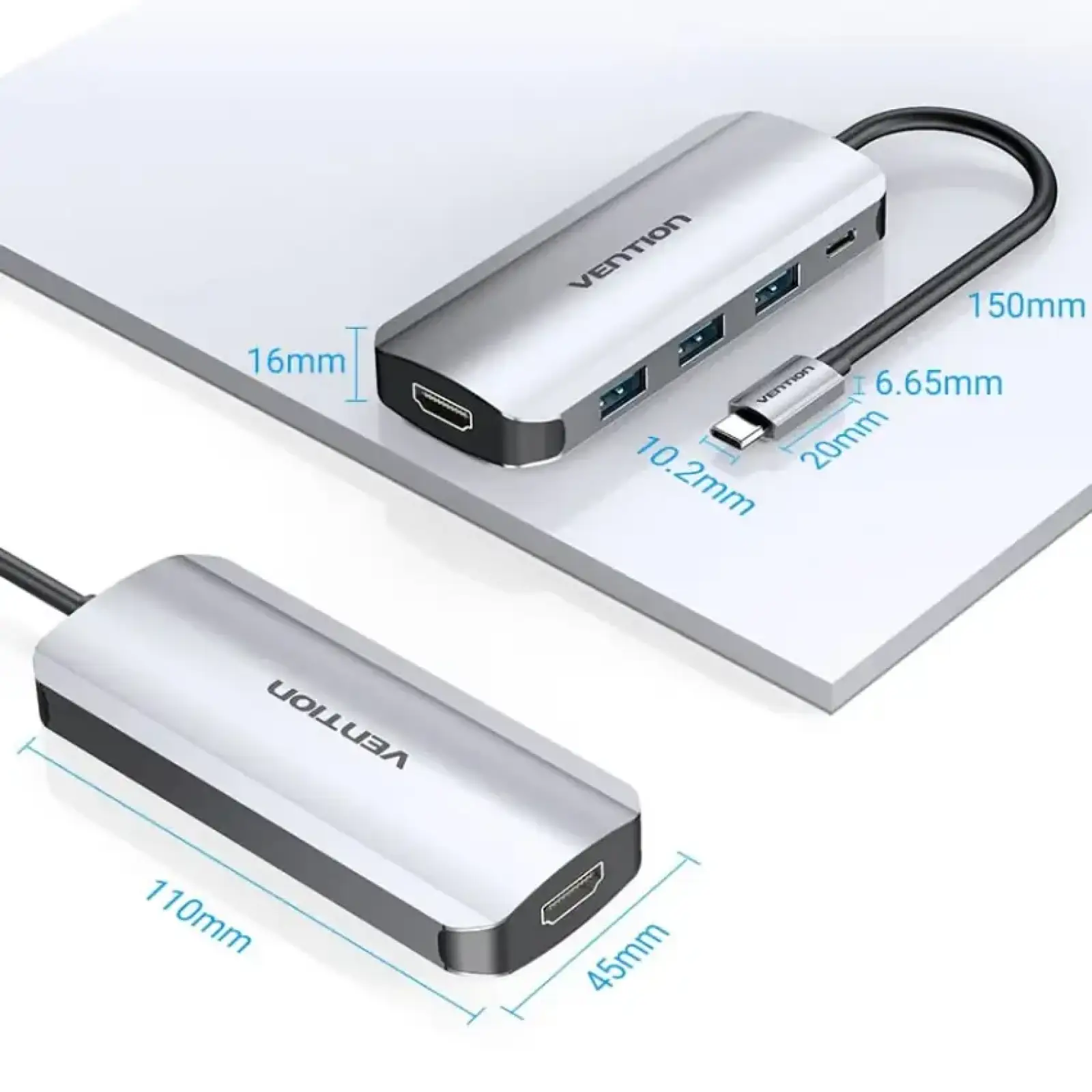 Док-станція USB3.1 Type-C --> HDMI 4K30Hz/USB 3.0х3//PD 100W 5-in-1 Vention (THFHB) UA