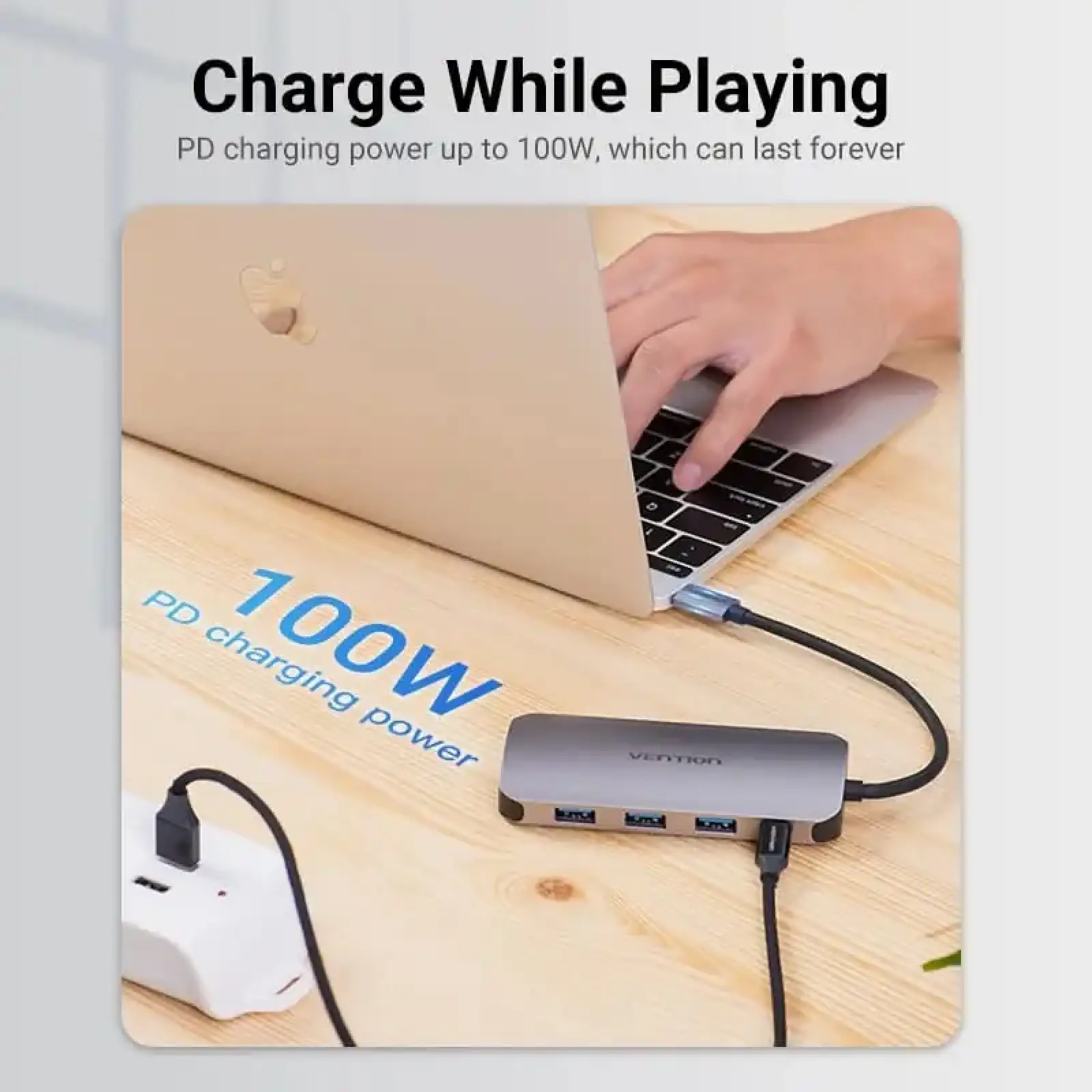 Док-станція USB3.1 Type-C --> HDMI 4K30Hz/USB 3.0х3//PD 100W 5-in-1 Vention (THFHB) UA