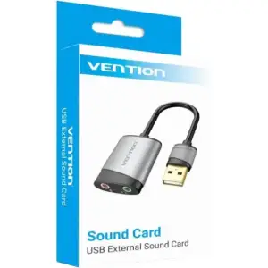 Звукова карта USB AUX jack, 2*TRRS (Mic + Ear) 0.15м, Metal Type, Vention сіра (CDKHB) UA
