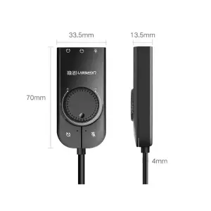 Звукова карта USB AUX jack, 2*TRS (Mic + Ear) SSS1629 Ugreen Чорна CM129 (40964) UA