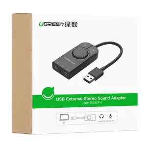Звукова карта USB AUX jack, 2*TRS (Mic + Ear) SSS1629 Ugreen Чорна CM129 (40964) UA