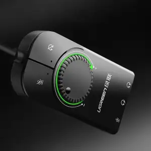 Звукова карта USB AUX jack, 2*TRS (Mic + Ear) SSS1629 Ugreen Чорна CM129 (40964) UA
