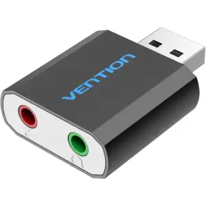 Звукова карта USB AUX jack, 2*TRS (Mic + Ear) Metal Vention (VAB-S17-B) UA