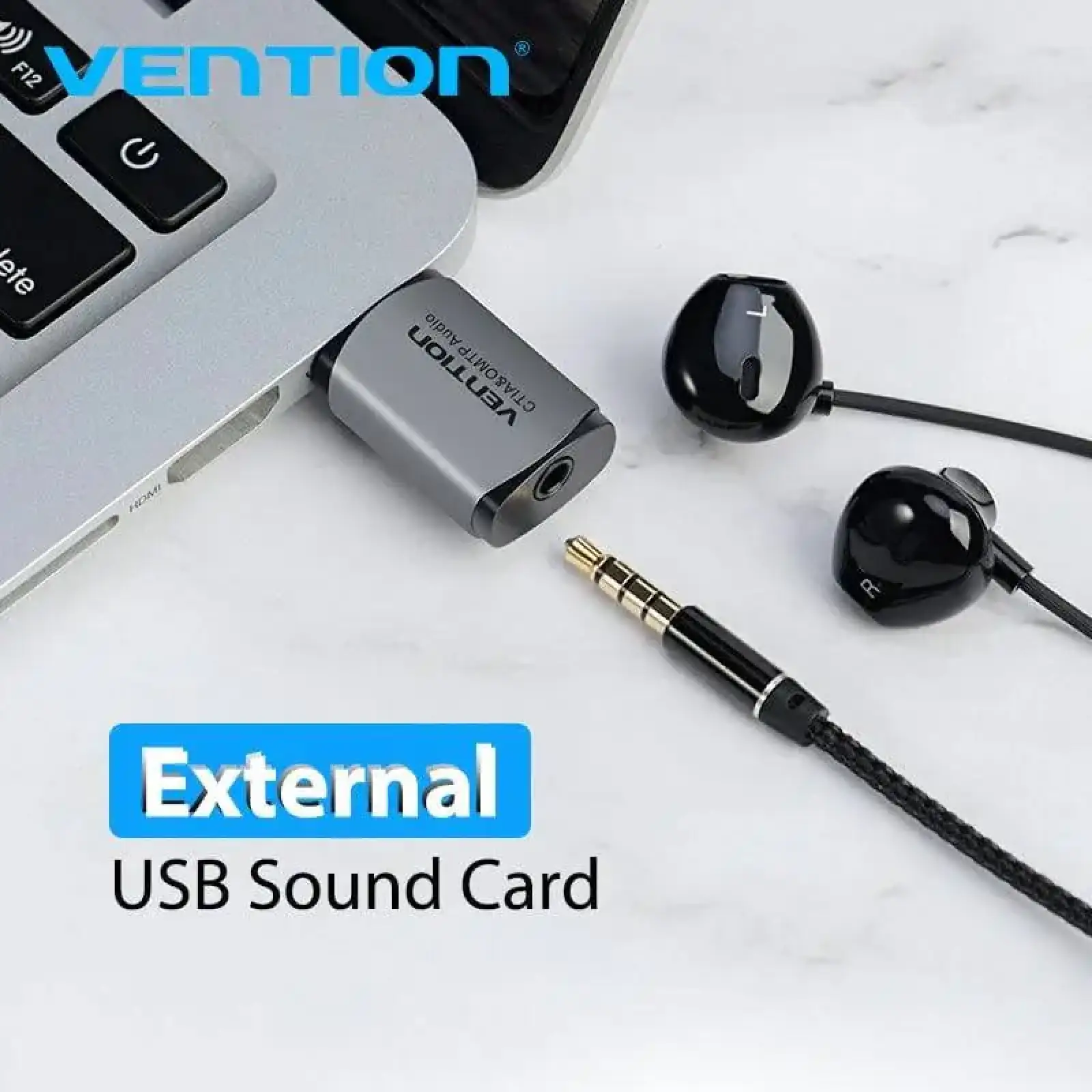 Звукова карта USB AUX jack, TRRS Metal (OMTP-CTIA) Vention сіра (CDLH0) UA