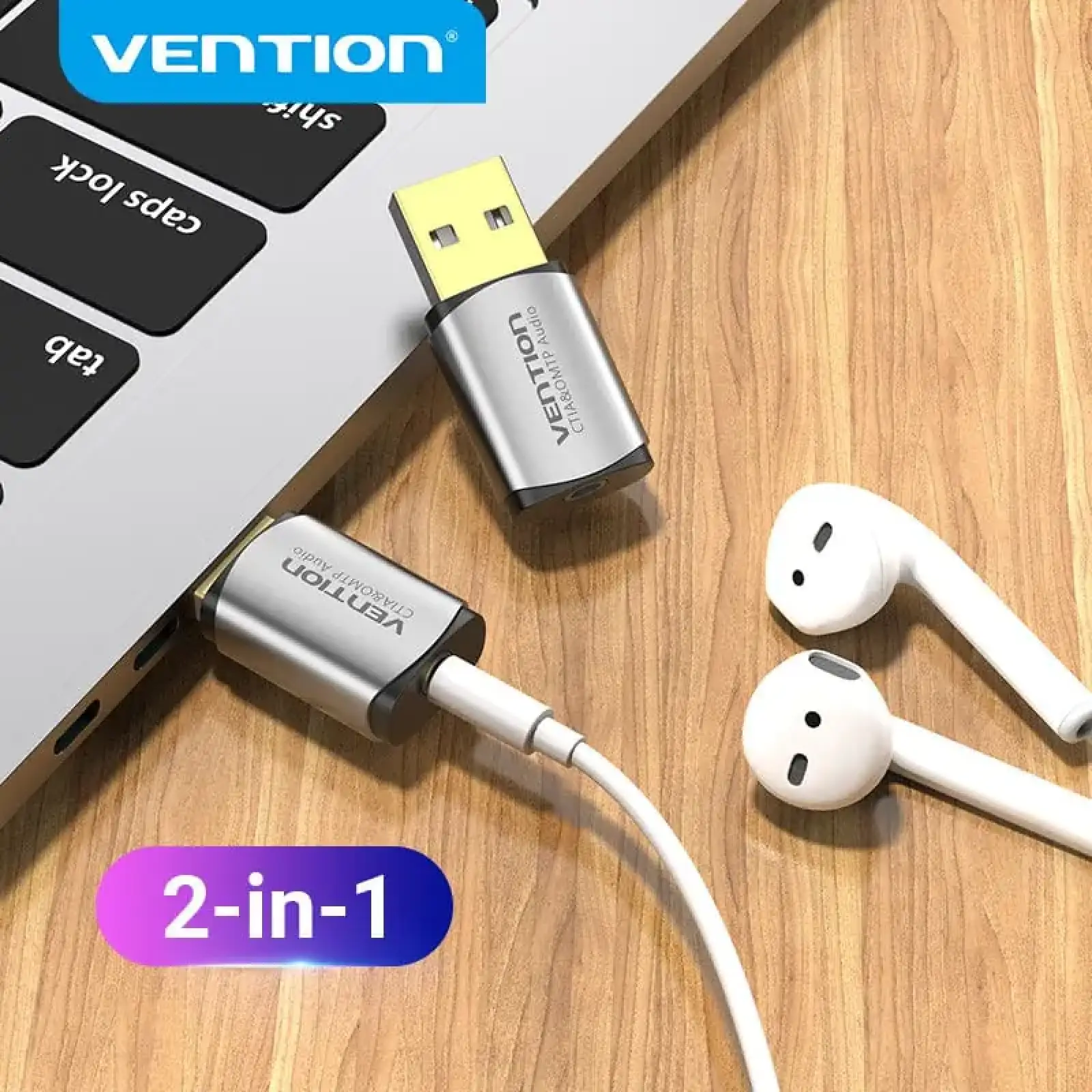 Звукова карта USB AUX jack, TRRS Metal (OMTP-CTIA) Vention сіра (CDLH0) UA