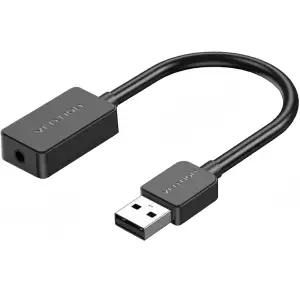 Звукова карта USB AUX jack, 1*TRS, 0.15м, OMTP/CTIA, чіп шумозаглушення, чорна Vention (CDZB0) UA