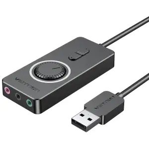 Звукова карта USB AUX jack, 3*TRS (Mic + Ear) 0.15m Volume Control чорна (CDRBB) UA
