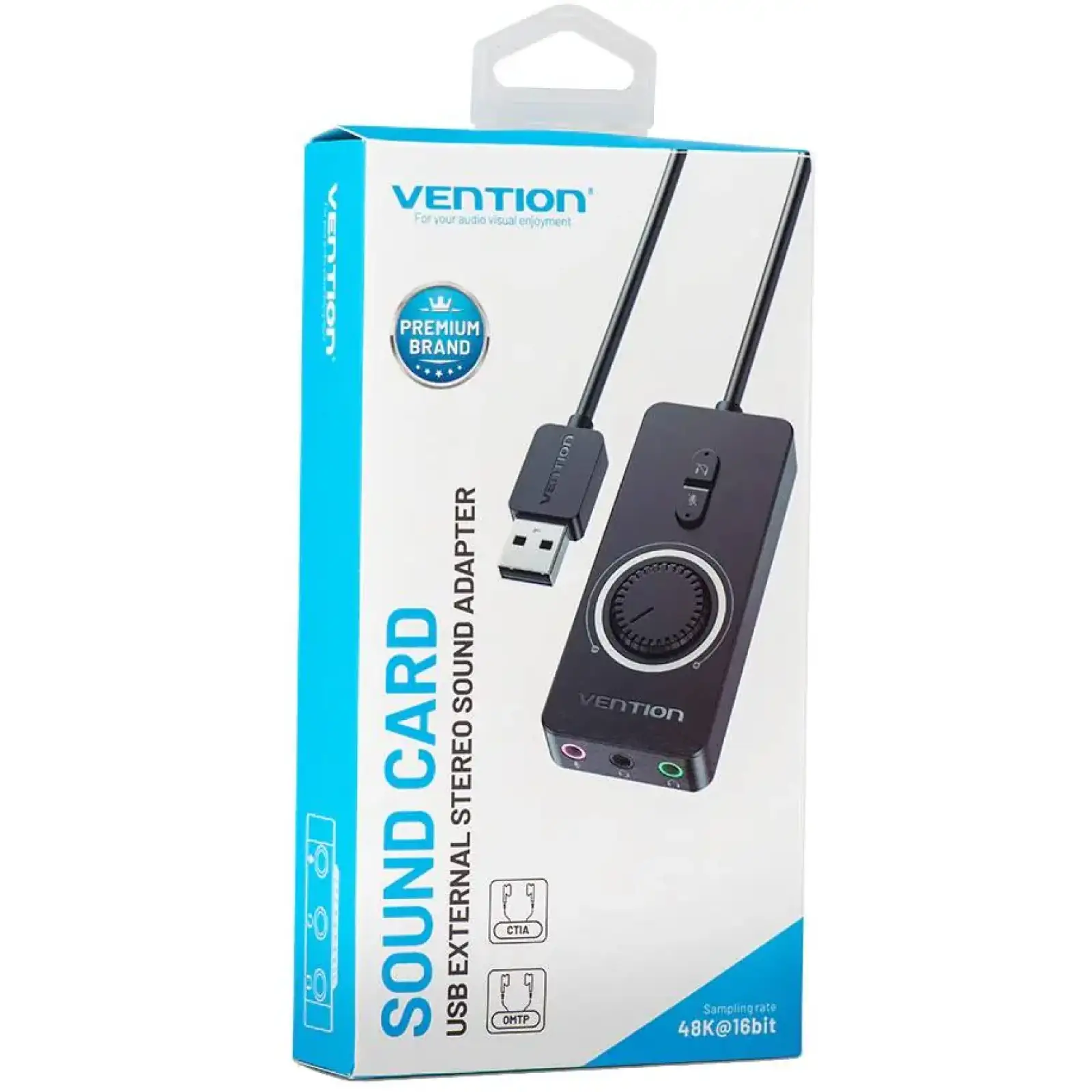 Звукова карта USB AUX jack, 3*TRS (Mic + Ear) 0.15m Volume Control чорна (CDRBB) UA