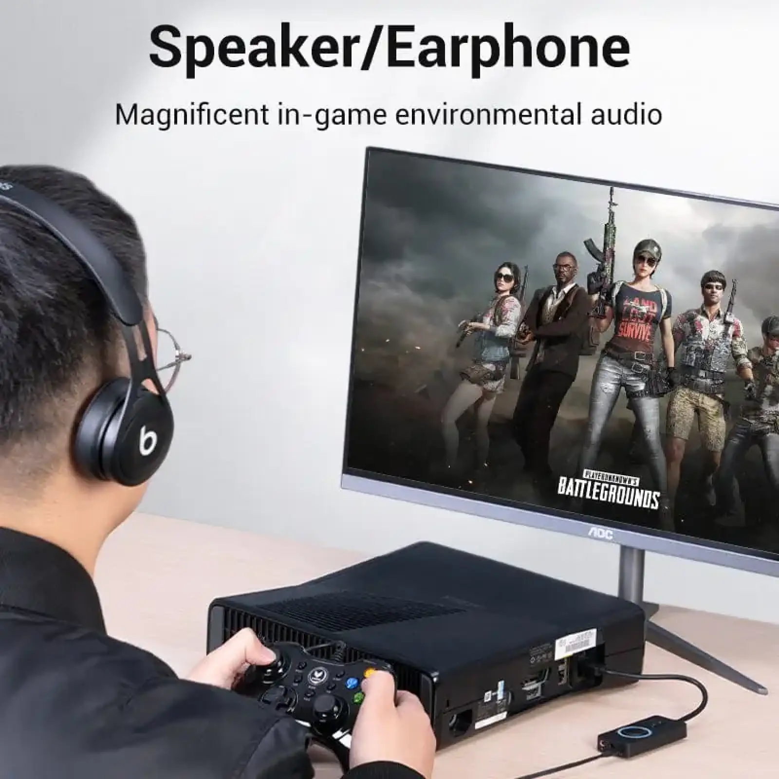 Звукова карта USB AUX jack, 3*TRS (Mic + Ear) 0.15m Volume Control чорна (CDRBB) UA