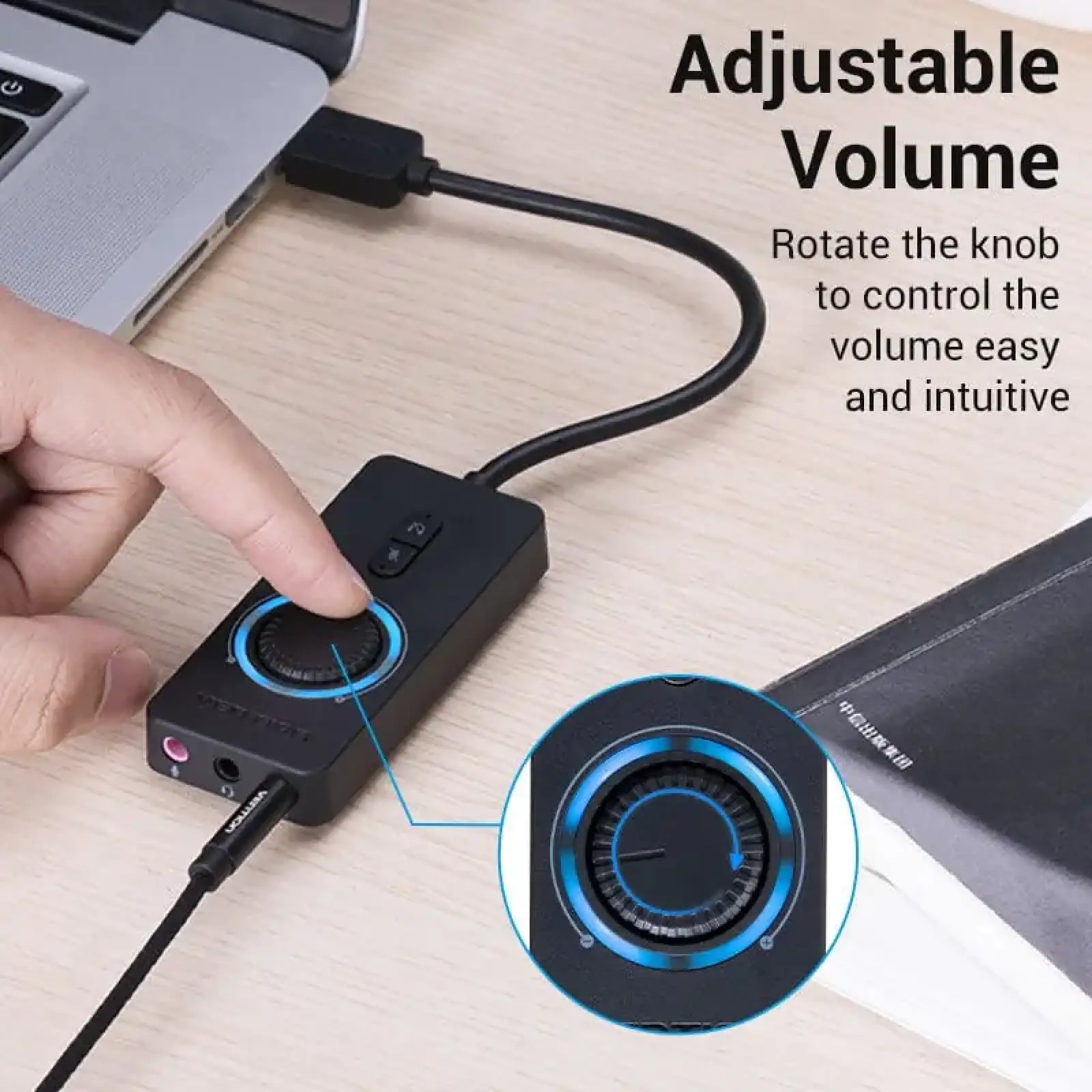 Звукова карта USB AUX jack, 3*TRS (Mic + Ear) 0.15m Volume Control чорна (CDRBB) UA