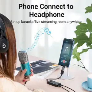 Звукова карта USB AUX jack, 3*TRS (Mic + Ear) 0.15m Volume Control чорна (CDRBB) UA