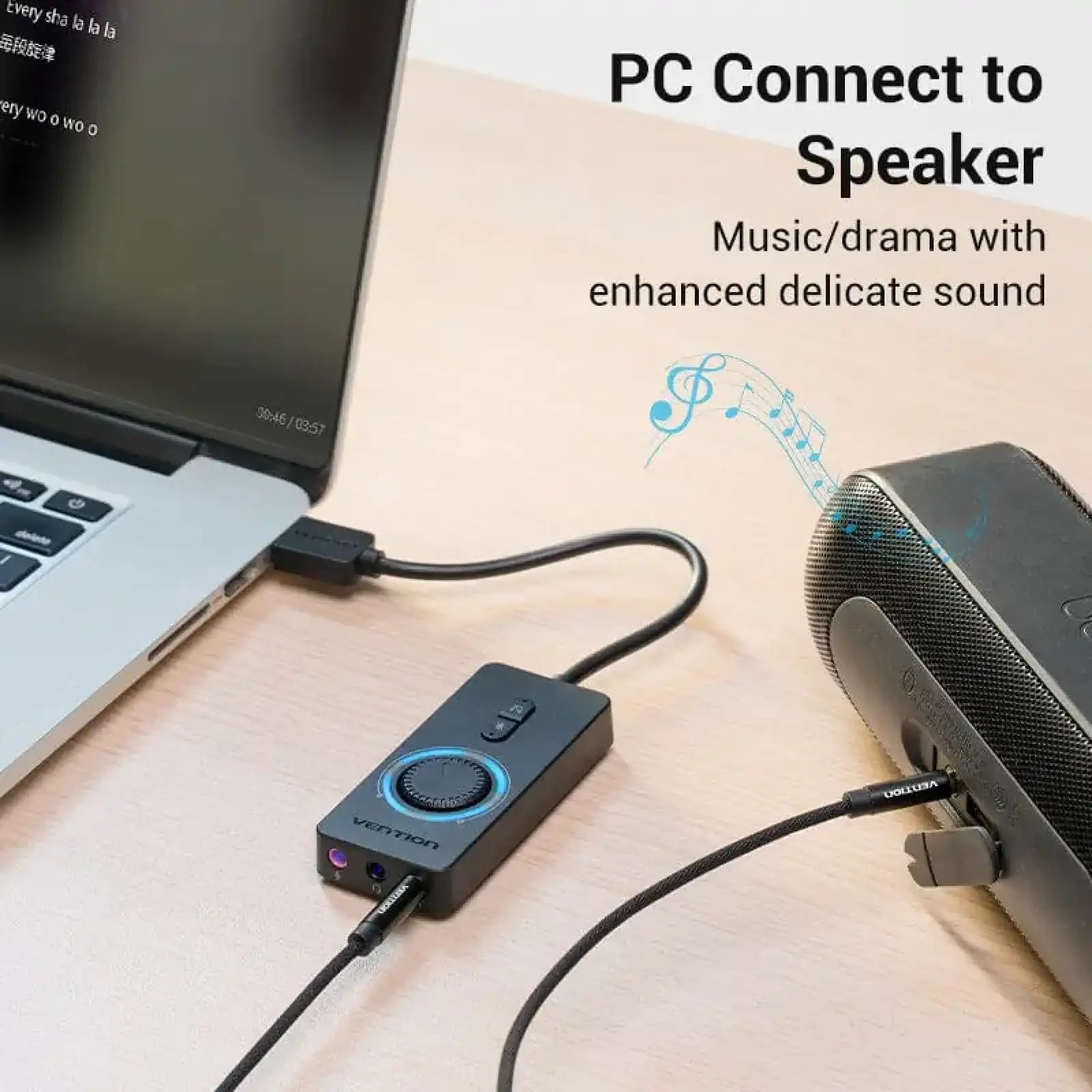 Звукова карта USB AUX jack, 3*TRS (Mic + Ear) 0.15m Volume Control чорна (CDRBB) UA