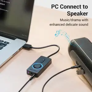 Звукова карта USB AUX jack, 3*TRS (Mic + Ear) 0.15m Volume Control чорна (CDRBB) UA