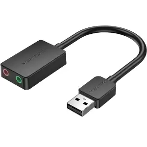 Звукова карта USB AUX jack, 2*TRRS (Mic + Ear) 1м Vention чорна (CDYBF) UA
