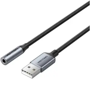 Звукова карта USB AUX jack, TRRS, 0.25м, OMTP та CTIA, обплетення, Vention (CVFHC) UA