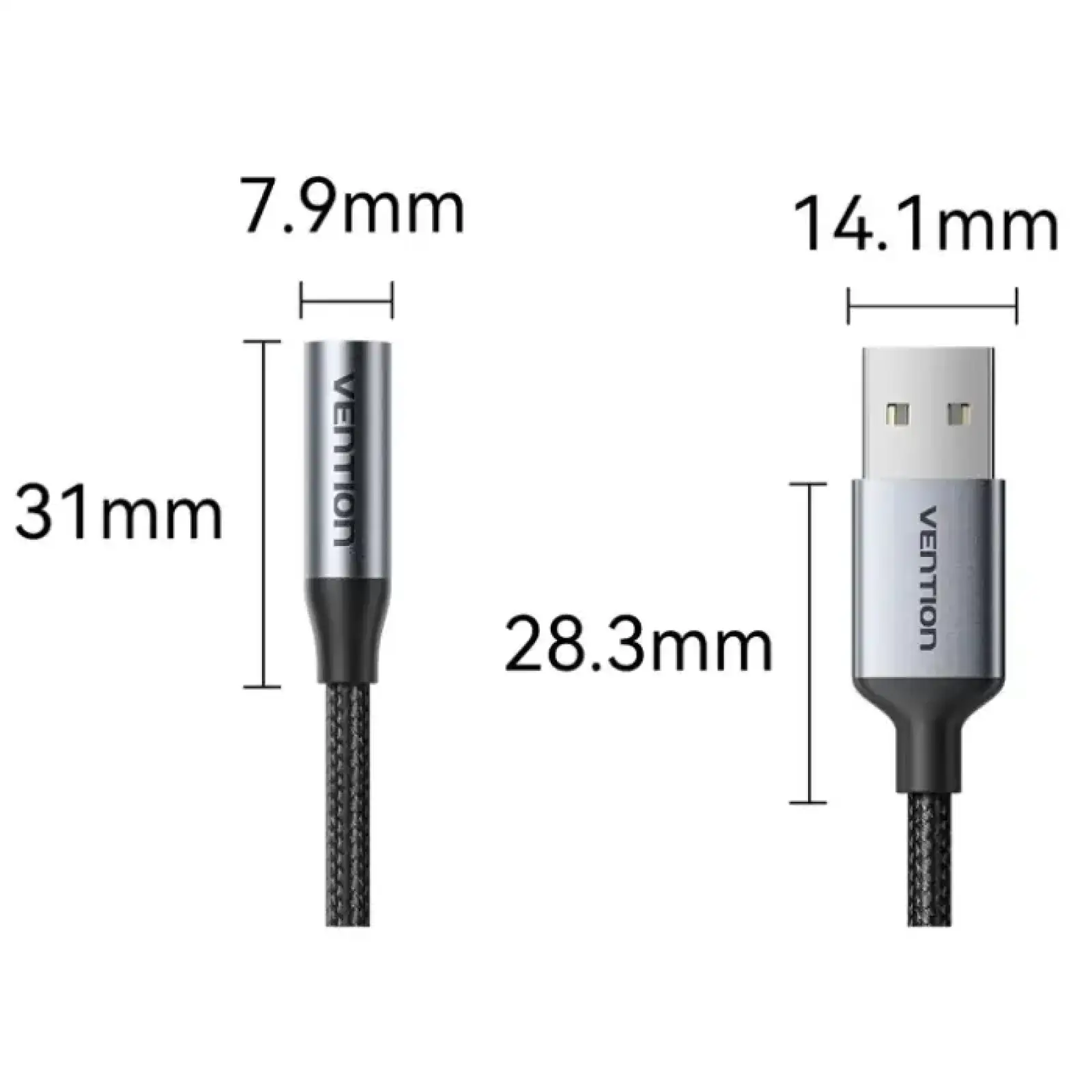 Звукова карта USB AUX jack, TRRS, 0.25м, OMTP та CTIA, обплетення, Vention (CVFHC) UA