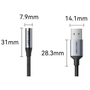 Звукова карта USB AUX jack, TRRS, 0.25м, OMTP та CTIA, обплетення, Vention (CVFHC) UA