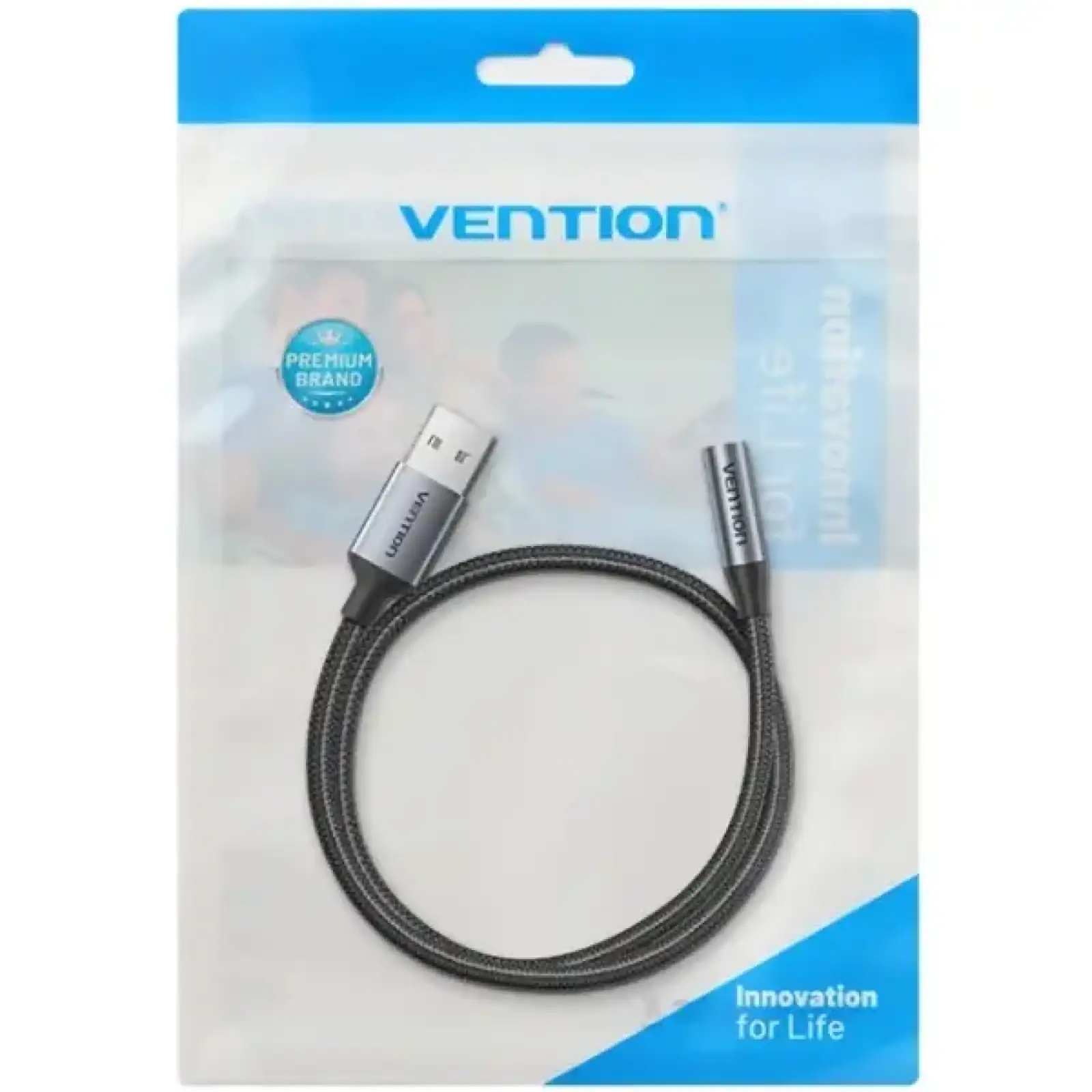 Звукова карта USB AUX jack, TRRS, 0.25м, OMTP та CTIA, обплетення, Vention (CVFHC) UA