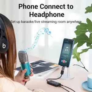 Звукова карта USB AUX jack, 3*TRRS (Mic +2xEar) 1.0м, регулятор гучності, зовнішня, Metal, Vention (CDRBF) UA