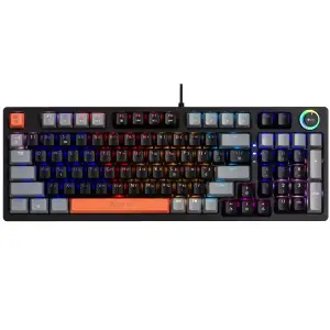 Клавіатура ігрова механічна XTRIKE ME GK-987 UA 96кл.+регулятор, RGB, USB, чорно-сіра (GK-987GGRUA) UA