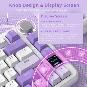 Клавіатура ігрова механічна Attack Shark X85PRO 82кл. RGB, Wireless, Lavender (X85PROL_AS) UA