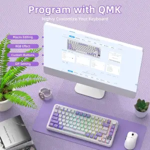 Клавіатура ігрова механічна Attack Shark X85PRO 82кл. RGB, Wireless, Lavender (X85PROL_AS) UA
