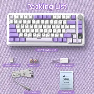 Клавіатура ігрова механічна Attack Shark X85PRO 82кл. RGB, Wireless, Lavender (X85PROL_AS) UA