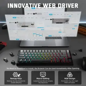 Клавіатура ігрова магнітна Attack Shark X68 Pro HE 66кл. RGB, Wireless, Moonlit Night (X68PROHEML_AS) UA