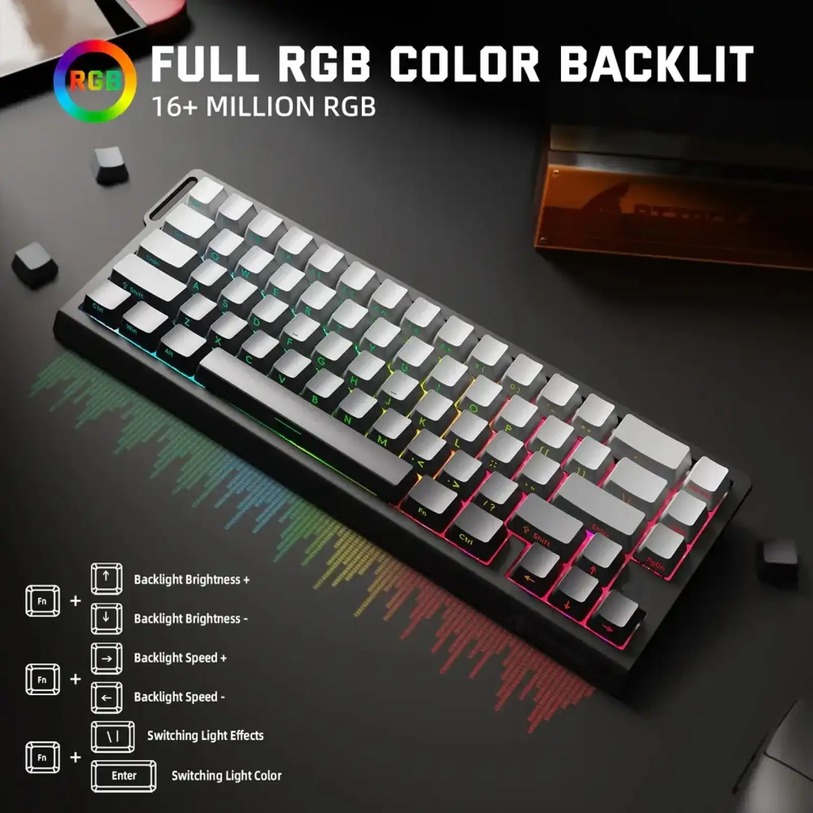 Клавіатура ігрова магнітна Attack Shark X68 Pro HE 66кл. RGB, Wireless, Moonlit Night (X68PROHEML_AS) UA
