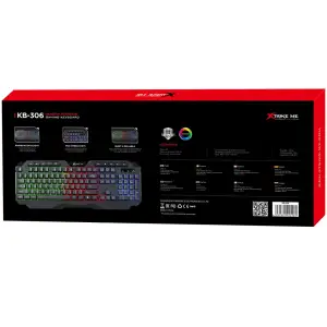 Клавіатура ігрова XTRIKE ME KB-306 UA 114 кл. райдужна LED підсвітка, USB, чорна (KB-306UA) UA