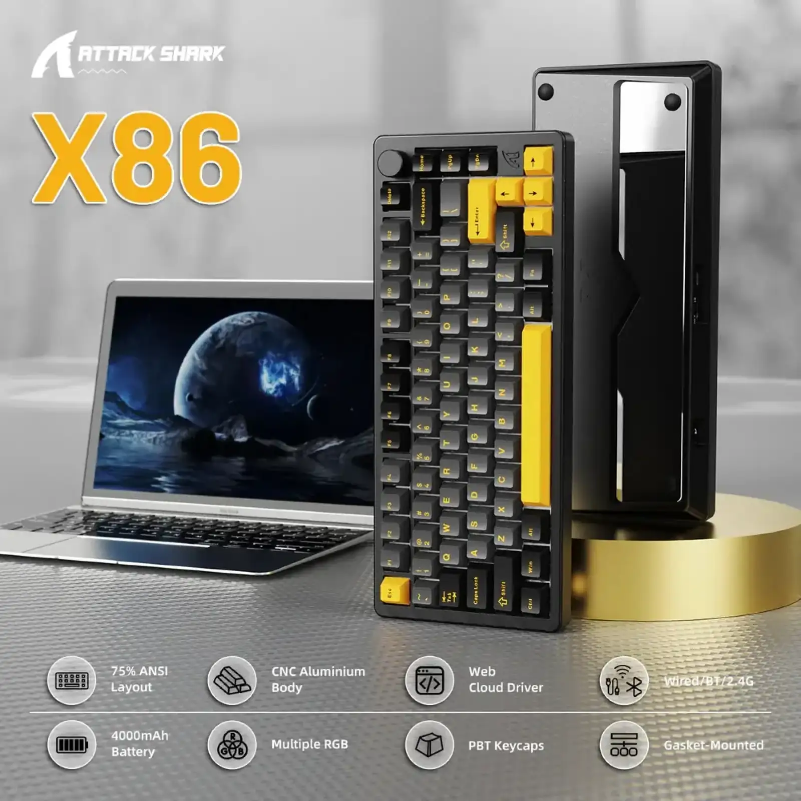 Клавиатура механическая Attack Shark X86 Starry Black (X86SB_AS) UA