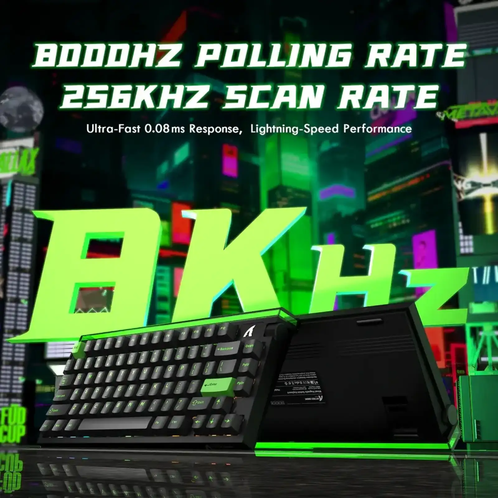 Клавіатура ігрова магнітна Attack Shark R85 HE 79кл. RGB, USB-C, Magnetic Switch, ENG version, Green (R85HEGRN_AS) UA