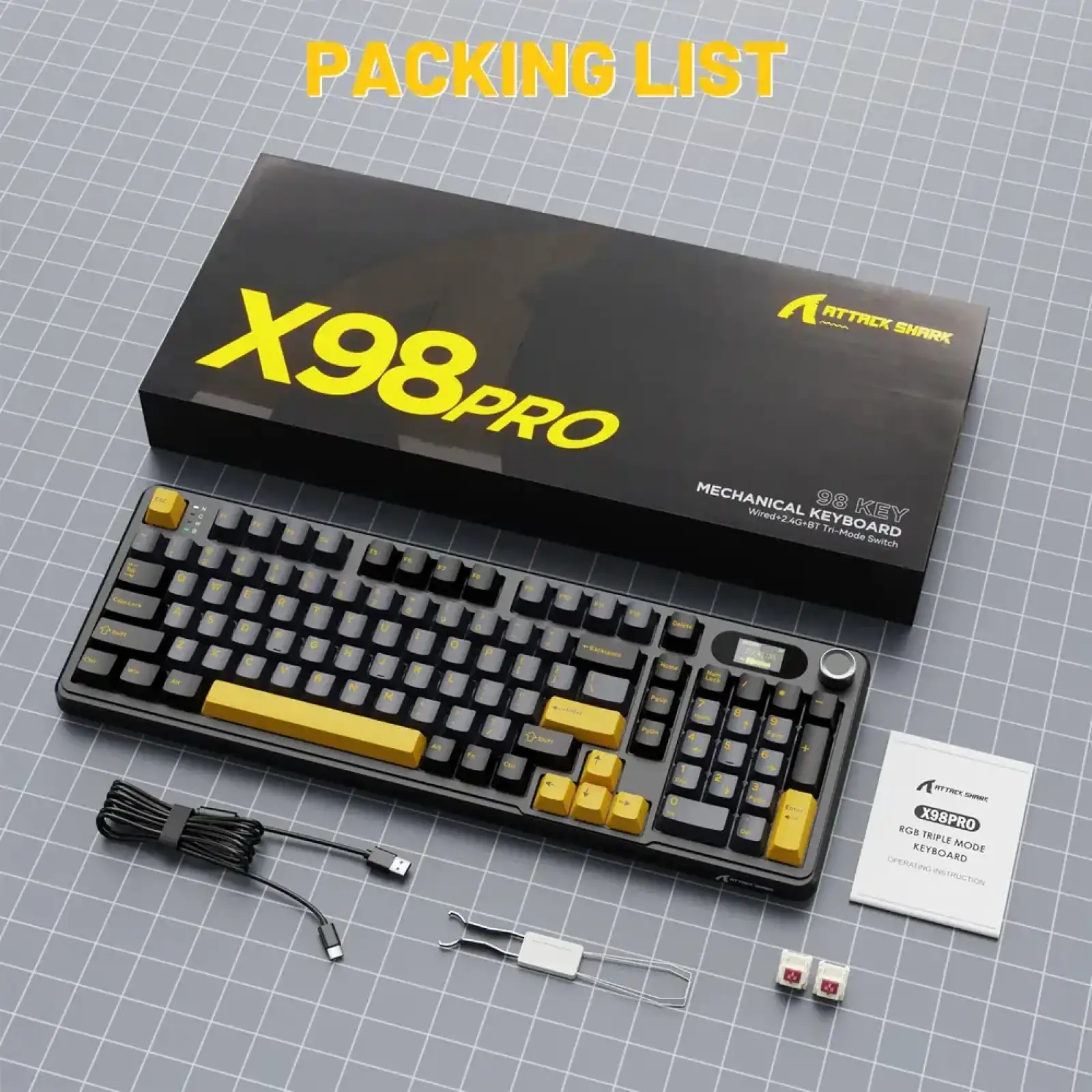 Клавиатура Attack Shark X98 Pro RGB Wireless Star Black (X98PROSB_AS) UA
