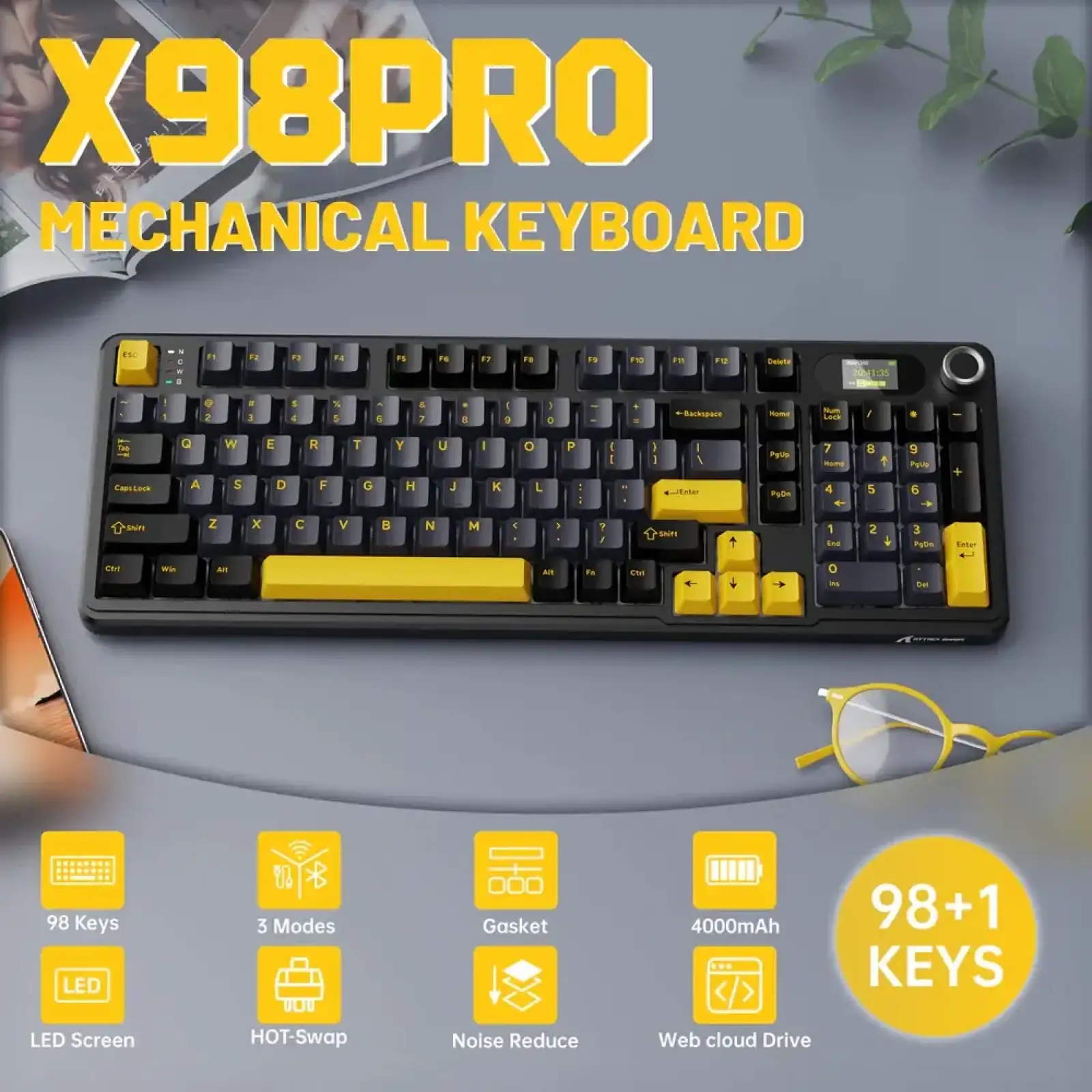 Клавиатура Attack Shark X98 Pro RGB Wireless Star Black (X98PROSB_AS) UA