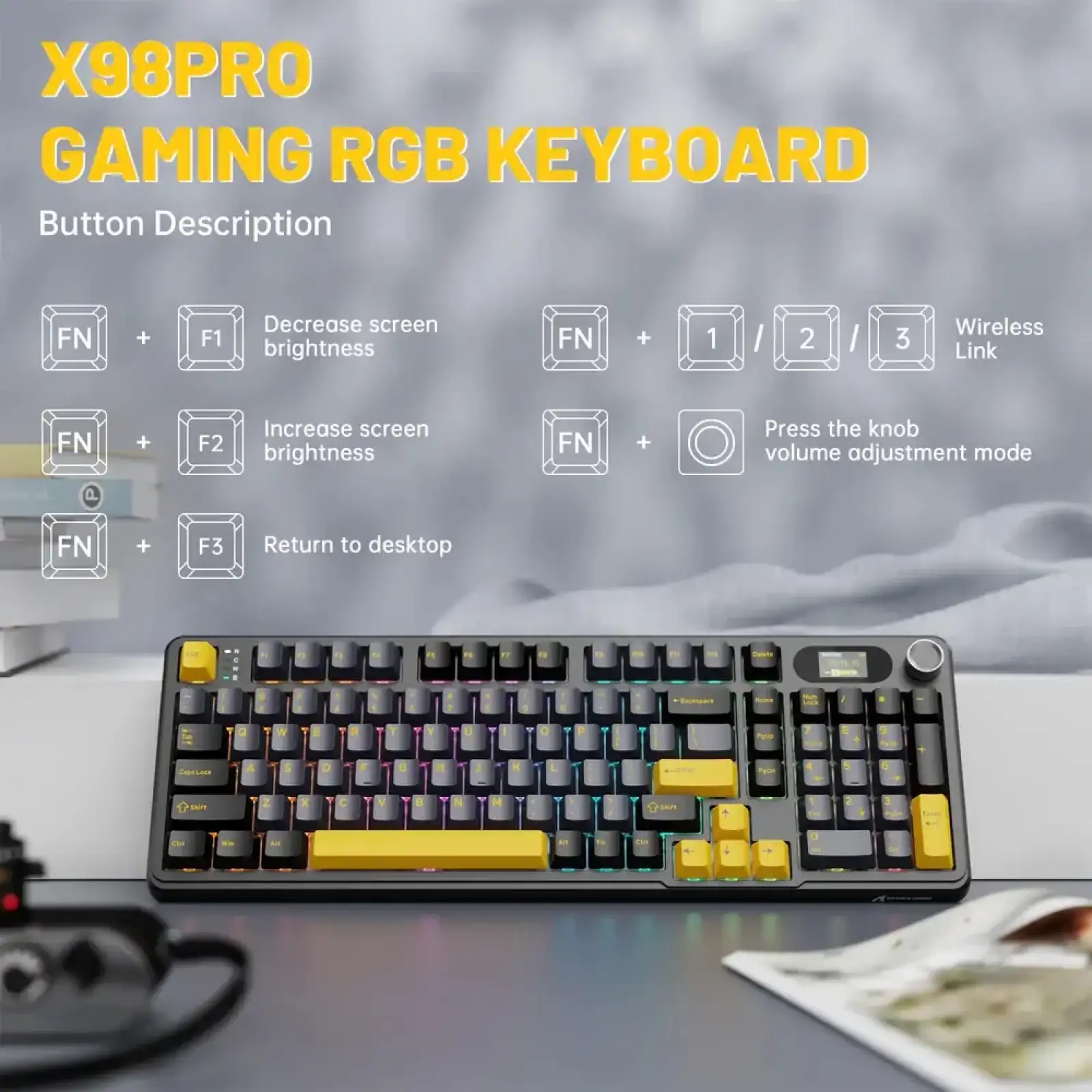 Клавиатура Attack Shark X98 Pro RGB Wireless Star Black (X98PROSB_AS) UA