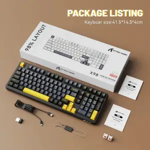 Клавіатура ігрова механічна Attack Shark X98 102кл. RGB, Wireless Tri-Mode, Star Black (X98SB_AS) UA