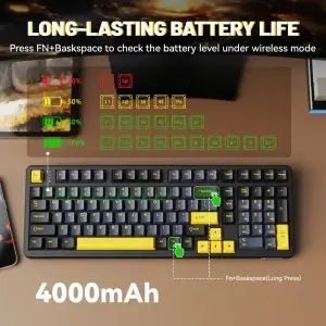 Клавіатура ігрова механічна Attack Shark X98 102кл. RGB, Wireless Tri-Mode, Star Black (X98SB_AS) UA