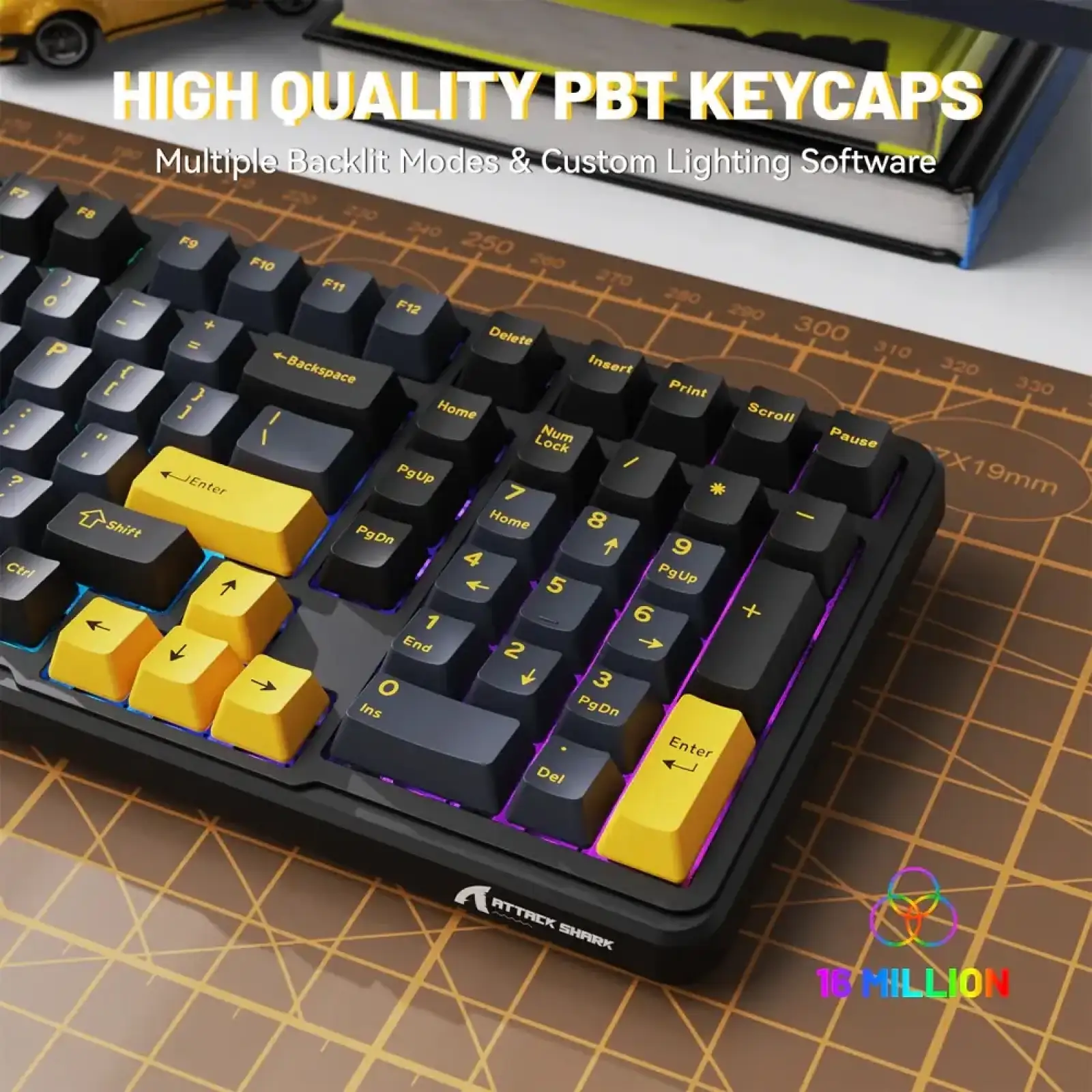 Клавіатура ігрова механічна Attack Shark X98 102кл. RGB, Wireless Tri-Mode, Star Black (X98SB_AS) UA