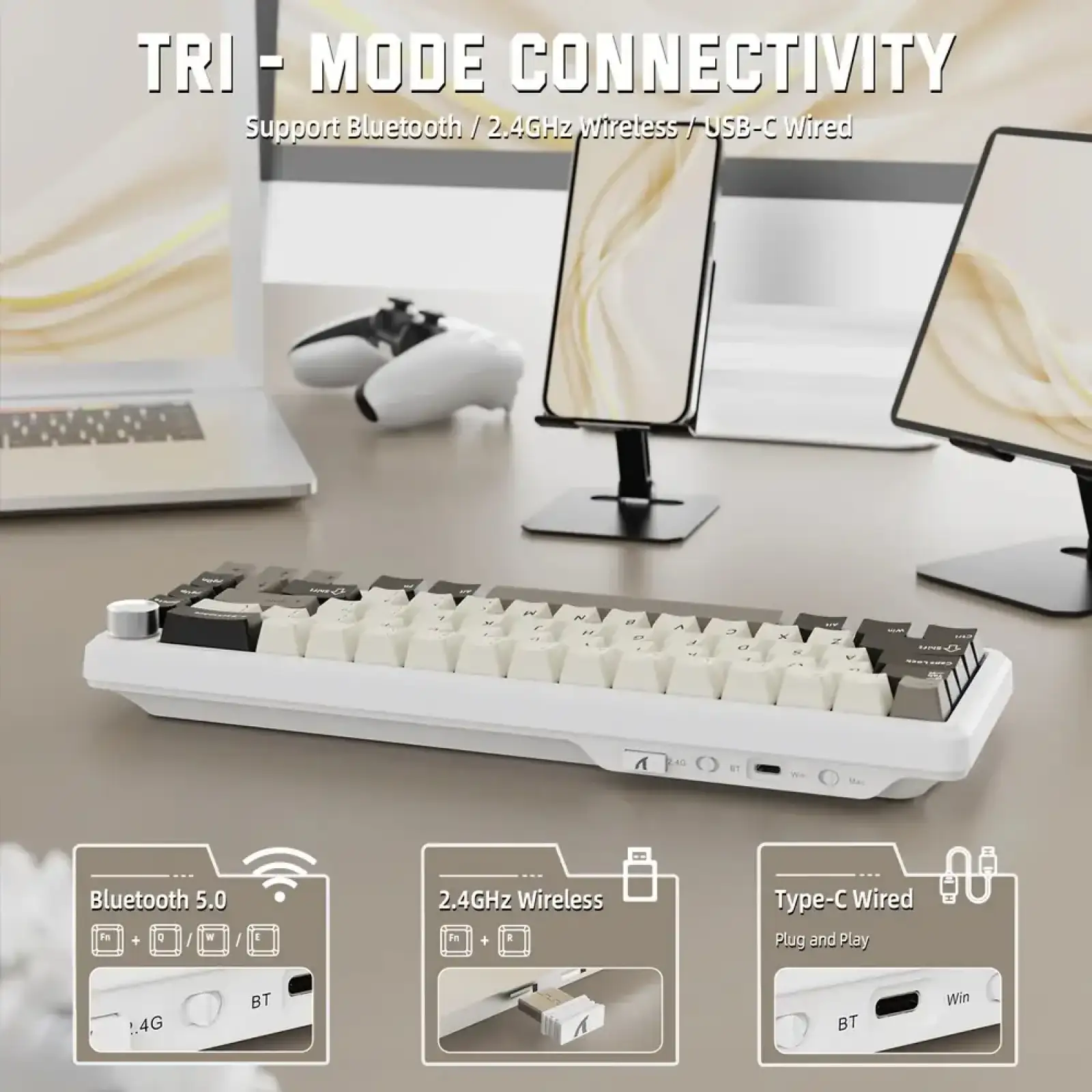 Клавиатура Attack Shark X66 RGB Wireless Cheese White (X66CW_AS) UA
