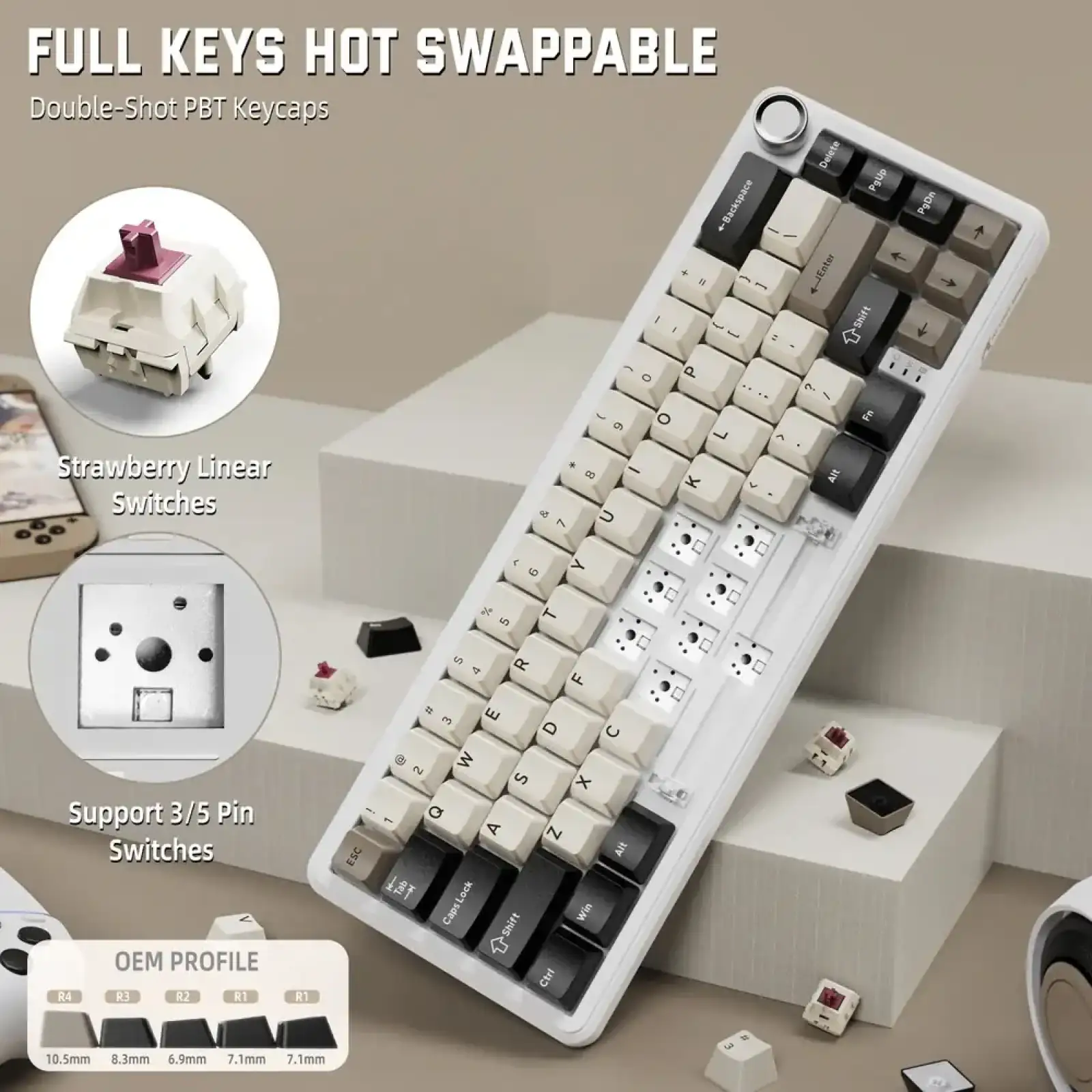 Клавиатура Attack Shark X66 RGB Wireless Cheese White (X66CW_AS) UA